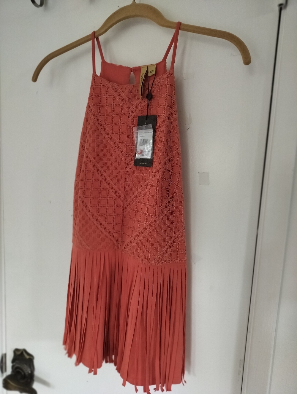 Shyanne Coral Crochet Fringe Tank Dress - Picture 2 of 9